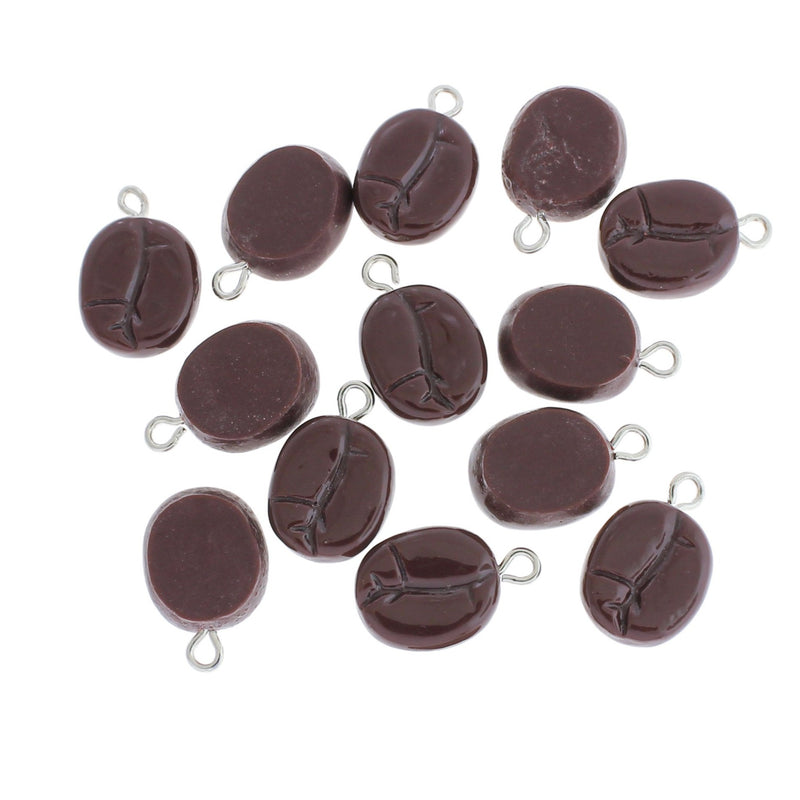 5 Coffee Bean Resin Charms 3D - K319