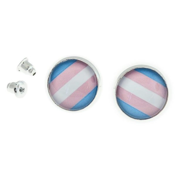 Stainless Steel Earrings - Transgender Pride Studs - 15mm - 2 Pieces 1 Pair - ER184