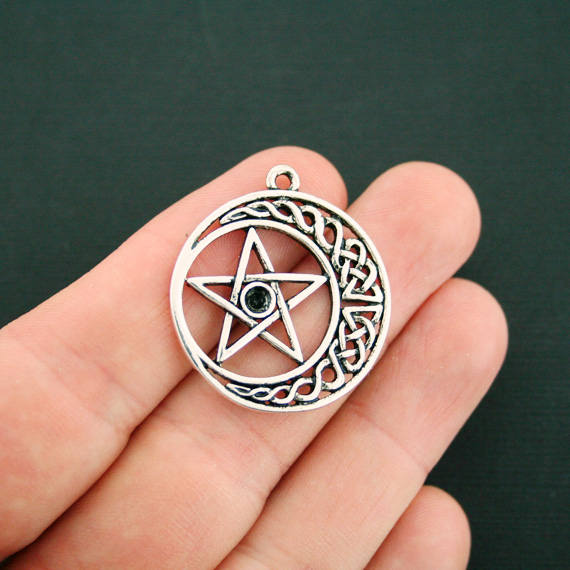 4 breloques de ton argent antique noeud celtique pentagramme - SC7085
