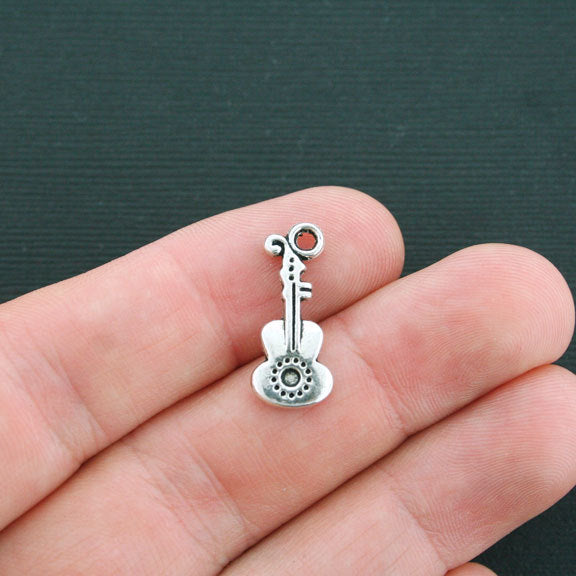 8 breloques argentées antiques pour guitare 2 faces - SC4236