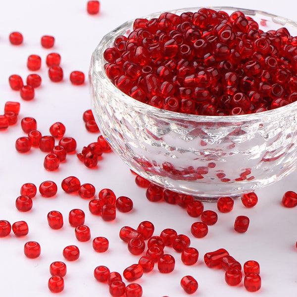 Perles de Verre Rocailles 6/0 4mm - Rouge Grenat - 50g 500 perles - BD1280