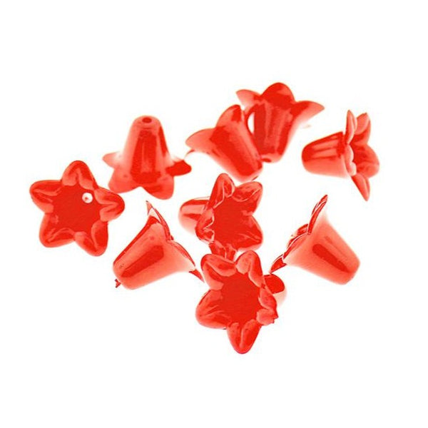 Red Flower Bead Caps - 12mm x 16mm - 25 Pieces - XC155