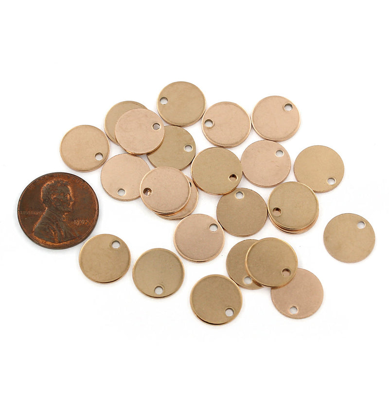 Cercle Stamping Blanks - Acier Inoxydable Or Rose - 12mm - 4 Tags - MT626