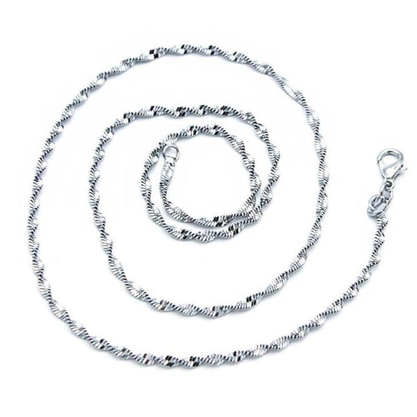 Stainless Steel Singapore Chain Necklaces 18" - 2mm - 5 Necklaces - N750