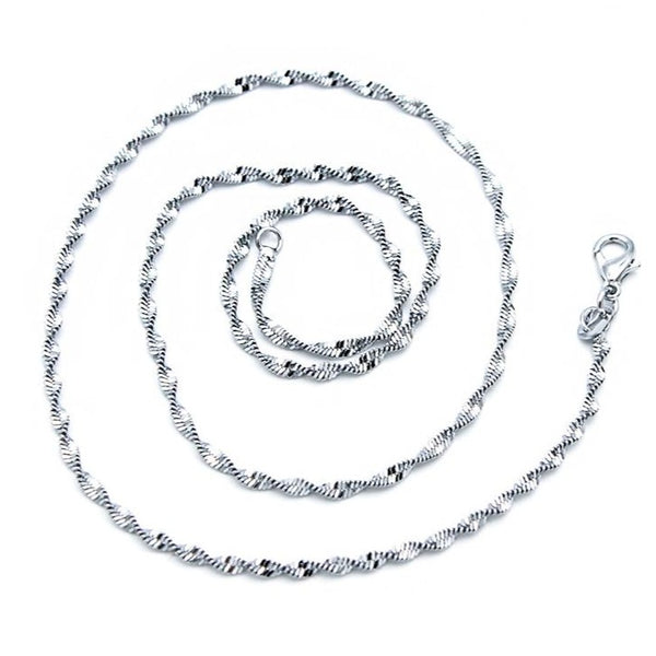 Stainless Steel Singapore Chain Necklace 18" - 2mm - 1 Necklace - N750