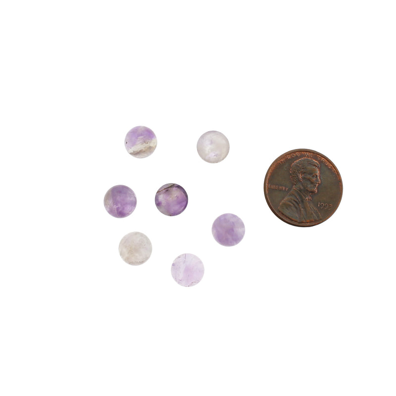 Natural Amethyst Gemstone Cabochon Seals 8mm - 4 Pieces - CBD014