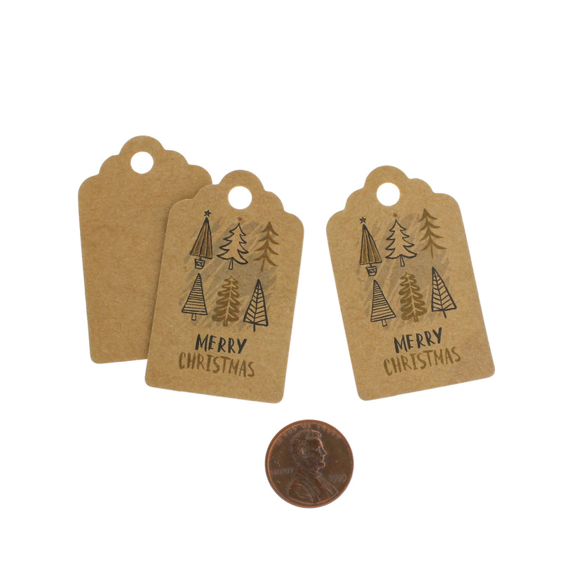 25 Brown Merry Christmas Paper Tags - TL175