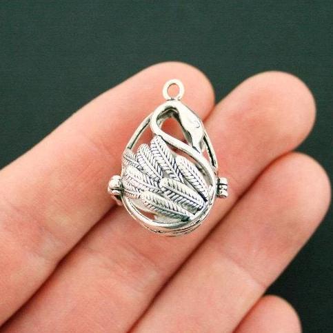 Swan Bead Cage Antique Silver Tone 3D - SC6720