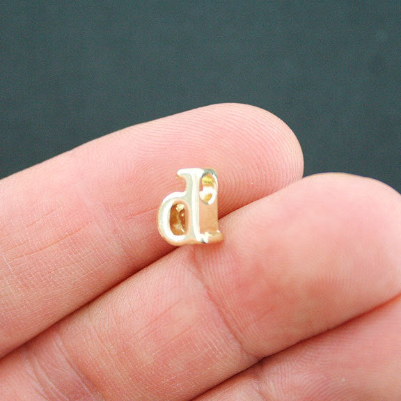 SALE Letter D Spacer Beads 9mm x 4mm - Gold Tone - 4 Beads - GC668