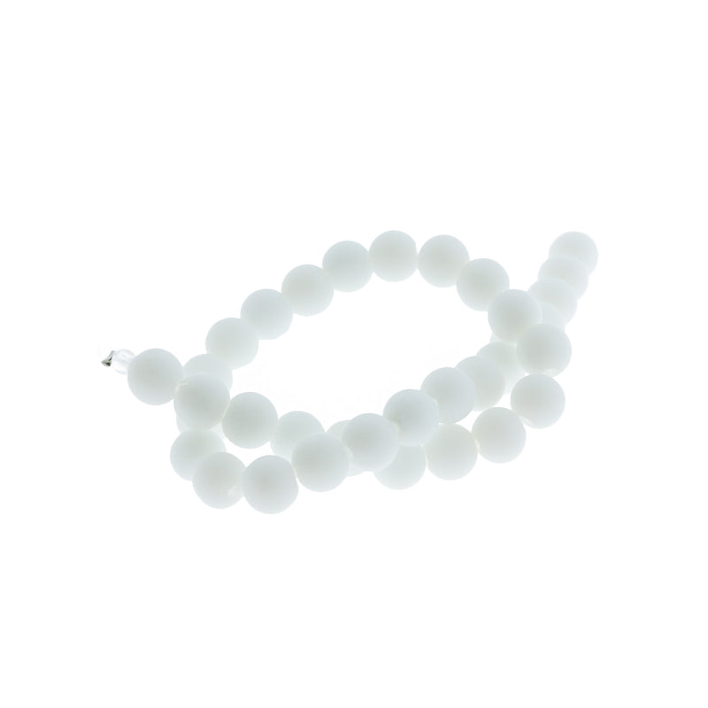 Round Cultured Sea Glass Beads 6mm - White - 1 Strand 32 Beads - U208