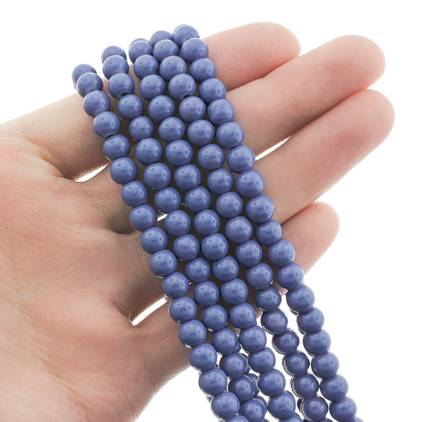 Perles Rondes en Verre 6mm - Bleu Marine - 1 Rang 133 Perles - BD2716