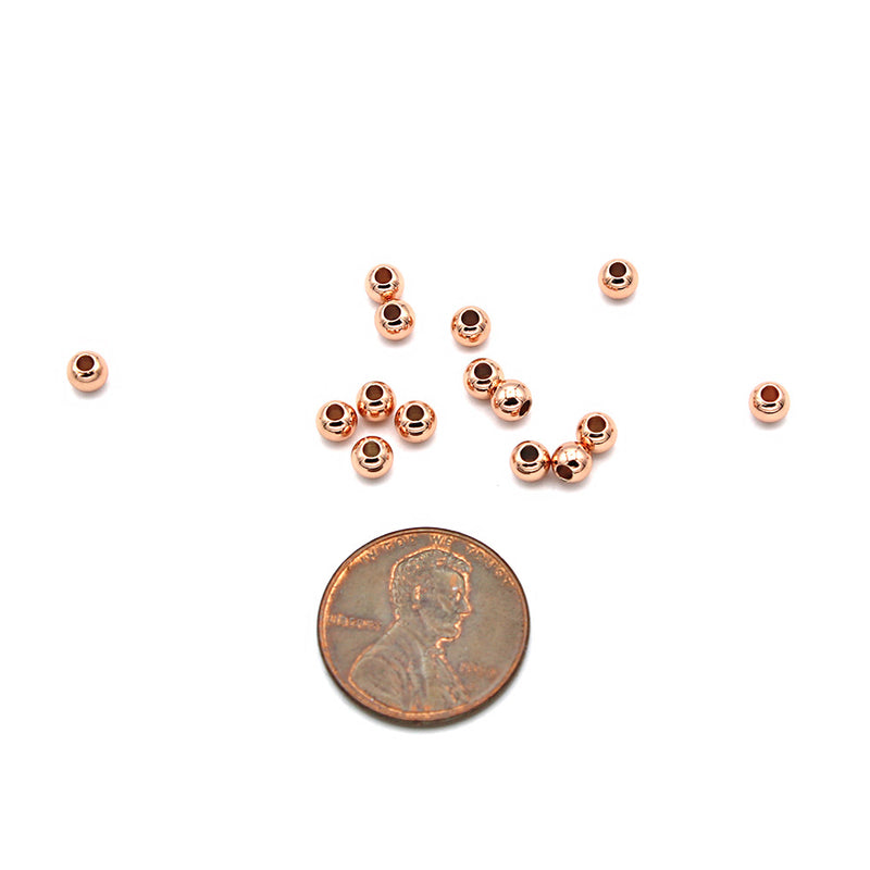 Brass Spacer Beads 4mm - Rose Gold Tone - 25 Beads - GC449