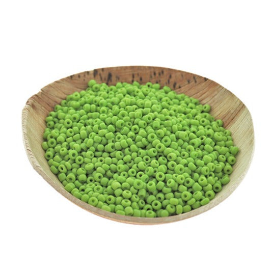 Seed Glass Beads 8/0 3mm - Bright Green - 50g 1000 Beads - BD2254