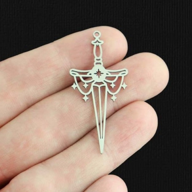 Sword Stainless Steel Charm 2 Sided - SSP515