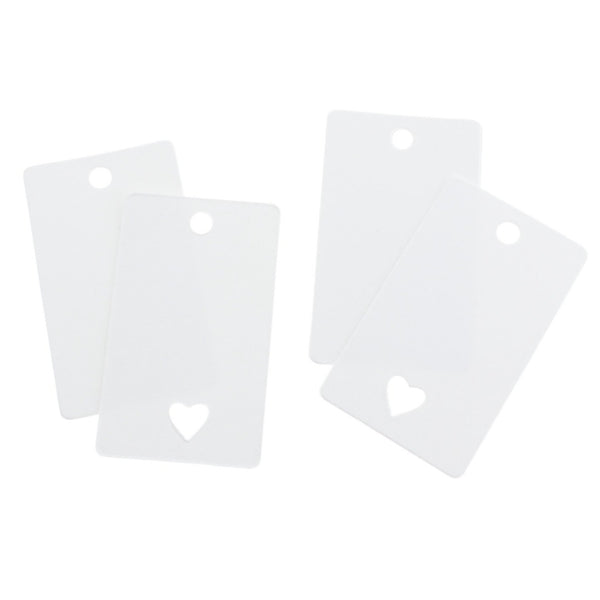 50 White Paper Tags With Heart Cutout - TL122