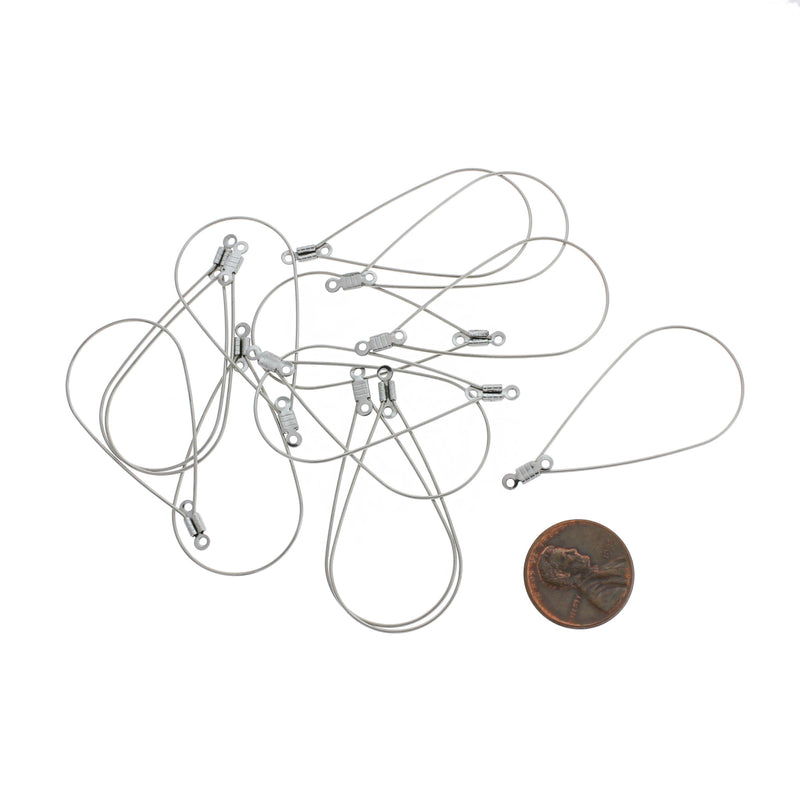 Stainless Steel Drop Pendant Earrings - 48.5mm x 23mm - 4 Pieces 2 Pairs - Z1162