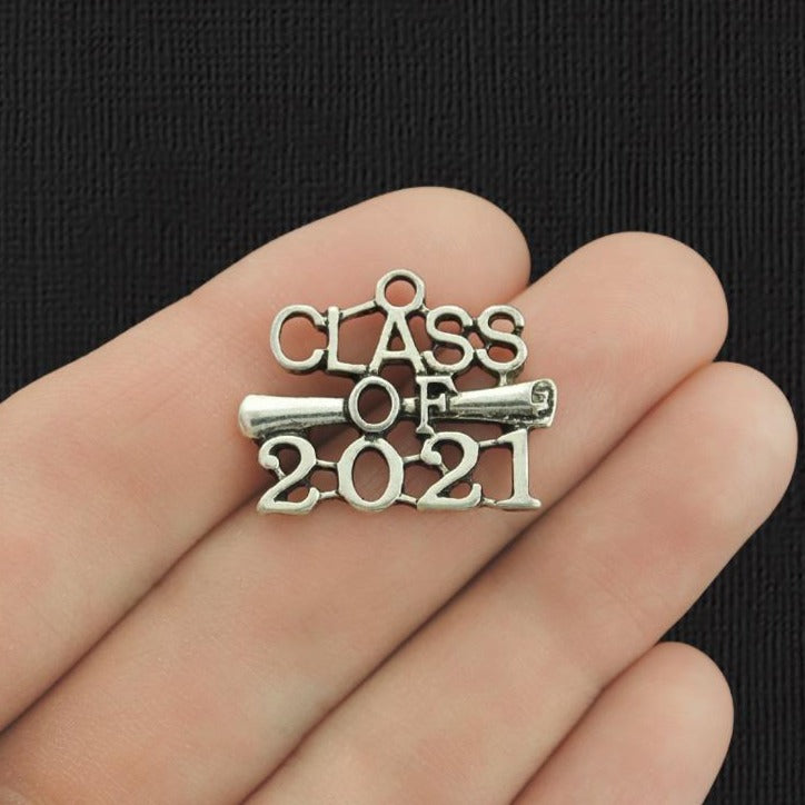 SALE 5 Class of 2021 Diploma Antique Silver Tone Charms - SC5424