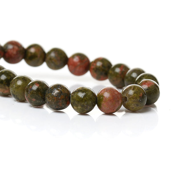 Perles rondes en jade naturel 4 mm - Rose saumon et vert olive - 1 rang 88 perles - BD803