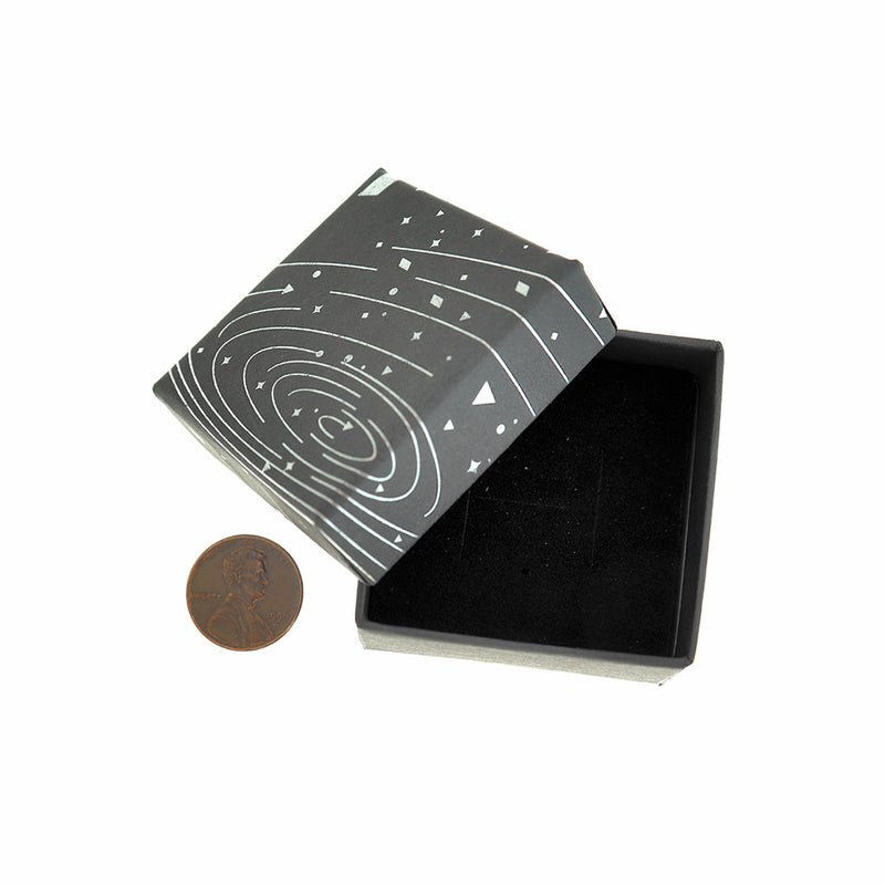 Galaxy Jewelry Box - Black and Silver - 5cm x 5cm - 1 Piece - TL245