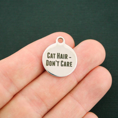 Cat Stainless Steel Charms - Cat Hair - Don't Care - BFS001-0531