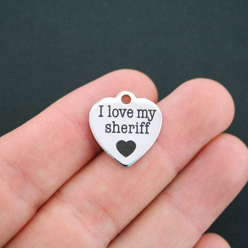 Sheriff Stainless Steel Charms - I love my sheriff - BFS011-0570
