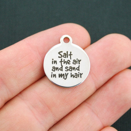Beach Stainless Steel Charms - Salt in the air and sand in my hair - BFS001-0586