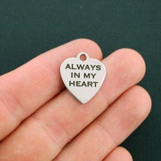 Memorial Stainless Steel Charms - Always in my Heart - BFS011-0599