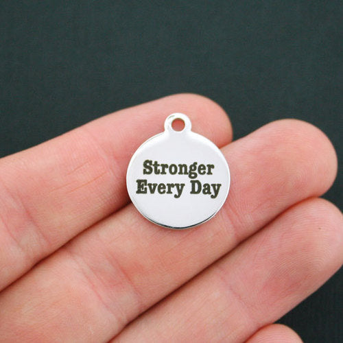 Stronger Every Day Stainless Steel Charms - BFS001-0602