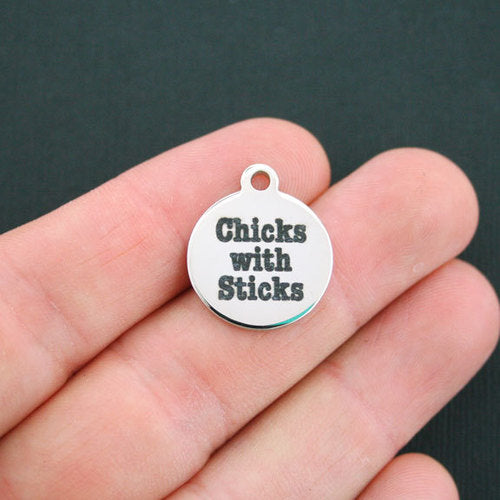 Chicks with Sticks Stainless Steel Charms - BFS001-0605