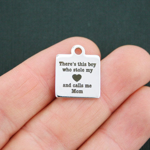 Mother Stainless Steel Charms - There's this boy who stole my heart and calls me mom - BFS013-0631