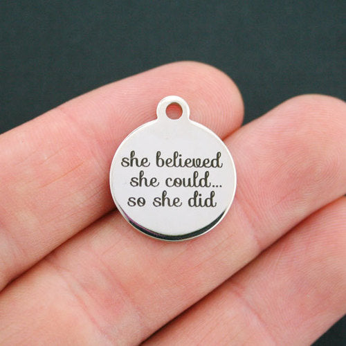 She Believed Stainless Steel Charms - She Could...So She Did- BFS001-0654