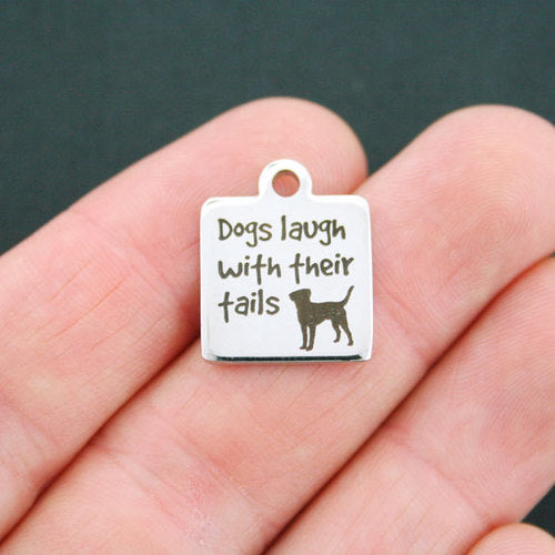 Dog Stainless Steel Charms - Dogs laugh with their tails - BFS013-0668