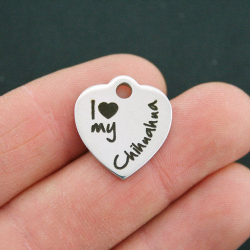 Chihuahua Stainless Steel Charms - I love my - BFS011-0704