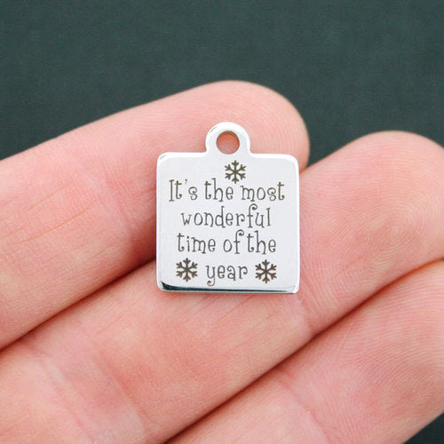 Winter Stainless Steel Charms - It's the most wonderful time of year - BFS013-0724