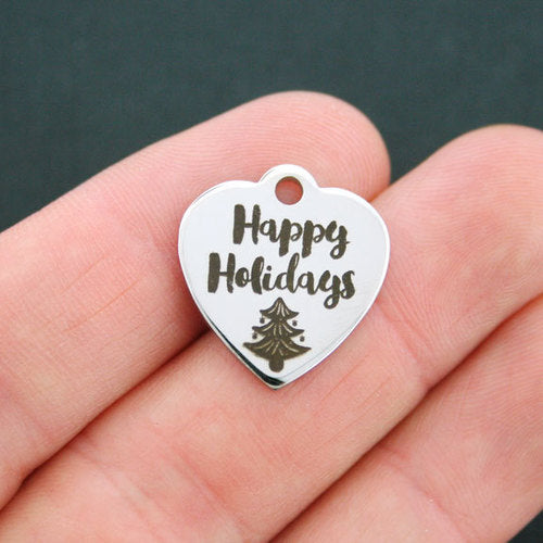 Happy Holidays Stainless Steel Charms - BFS011-0727