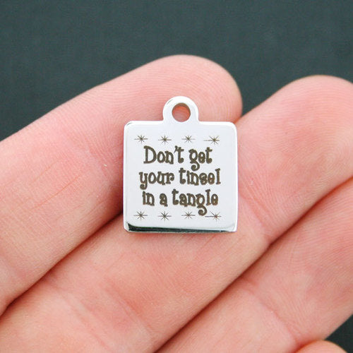 Tinsel Stainless Steel Charms - Don't get your tinsel in a tangle - BFS013-0728
