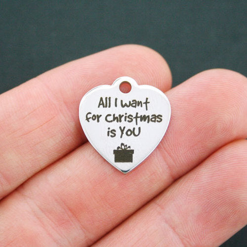 Gift Stainless Steel Charms - All I want for Christmas is You- BFS011-0729