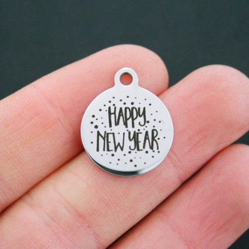 Happy New Year Stainless Steel Charms - BFS001-0730