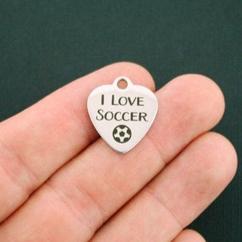 I Love Soccer Stainless Steel Charms - BFS011-0738