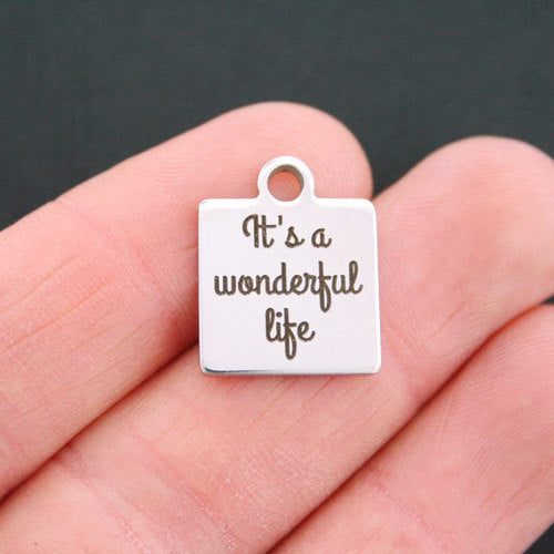 Life Stainless Steel Charms - It's a wonderful life - BFS013-0758