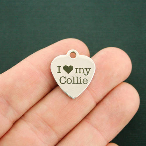 Collie Stainless Steel Charms - I love my - BFS011-0773