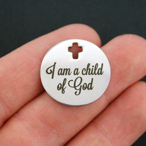 Charmes de croix en acier inoxydable de Dieu - Je suis un enfant de Dieu - BFS023-0801
