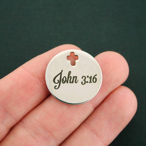 John 3:16 Stainless Steel Cross Charms - BFS023-0807