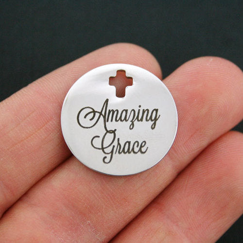 Amazing Grace Charms Croix en Acier Inoxydable - BFS023-0809