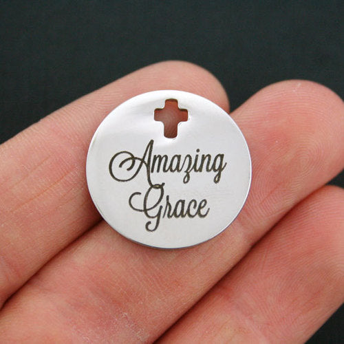 Amazing Grace Stainless Steel Cross Charms - BFS023-0809