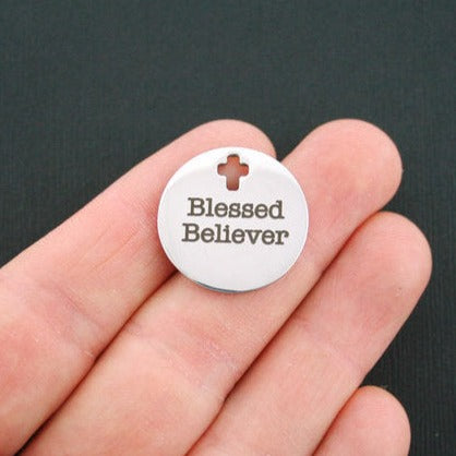 Blessed Believer Stainless Steel Cross Charms - BFS023-0814
