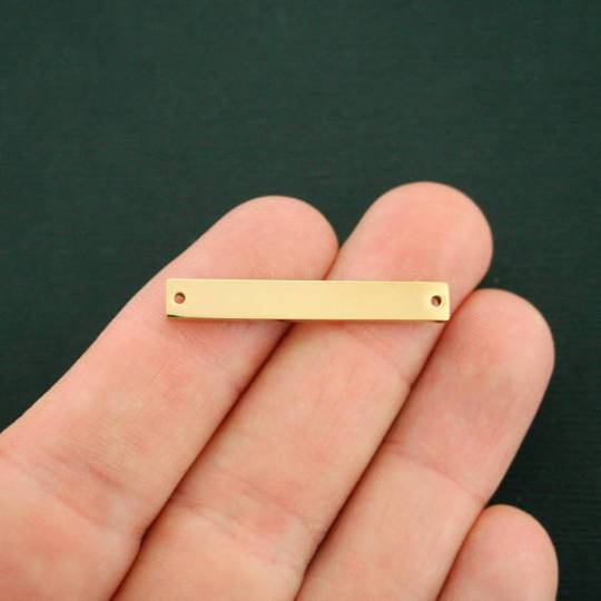 Rectangle Connector Stamping Blanks - Gold Tone Stainless Steel - 35mm x 5mm - 1 Tag - MT550