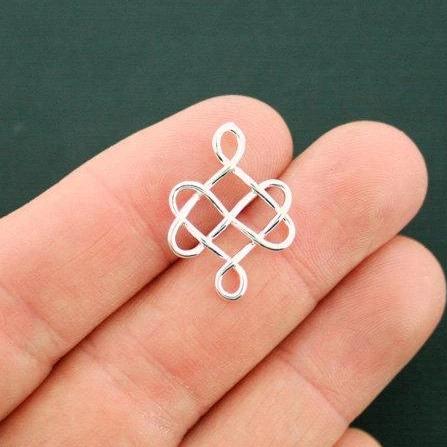 BULK 10 Celtic Knot Connector Silver Tone Charms 2 Sided - SC6485