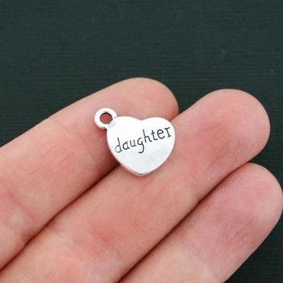 BULK 30 Daughter Antique Silver Tone Charms 2 Sided - SC4689