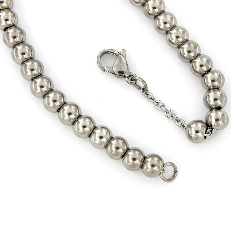Bracelet Chaîne Câble Acier Inoxydable Avec Perles Intercalaires 7.75"- 2.2mm - 5 Bracelets - N094